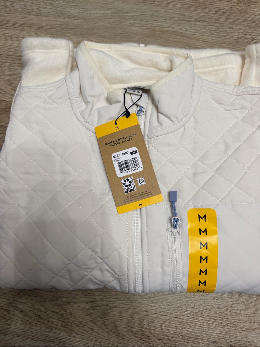 Eddie Bauer Women's Mixed Media Fleece Jacket - Cream
